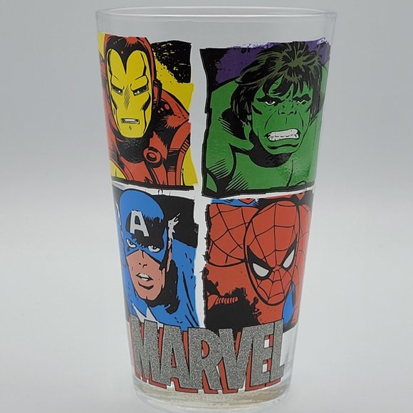 Marvel Comics Retro Four Heroes 16 OZ Pint Glass Tumbler in Gift Box- New - Picture 2 of 5